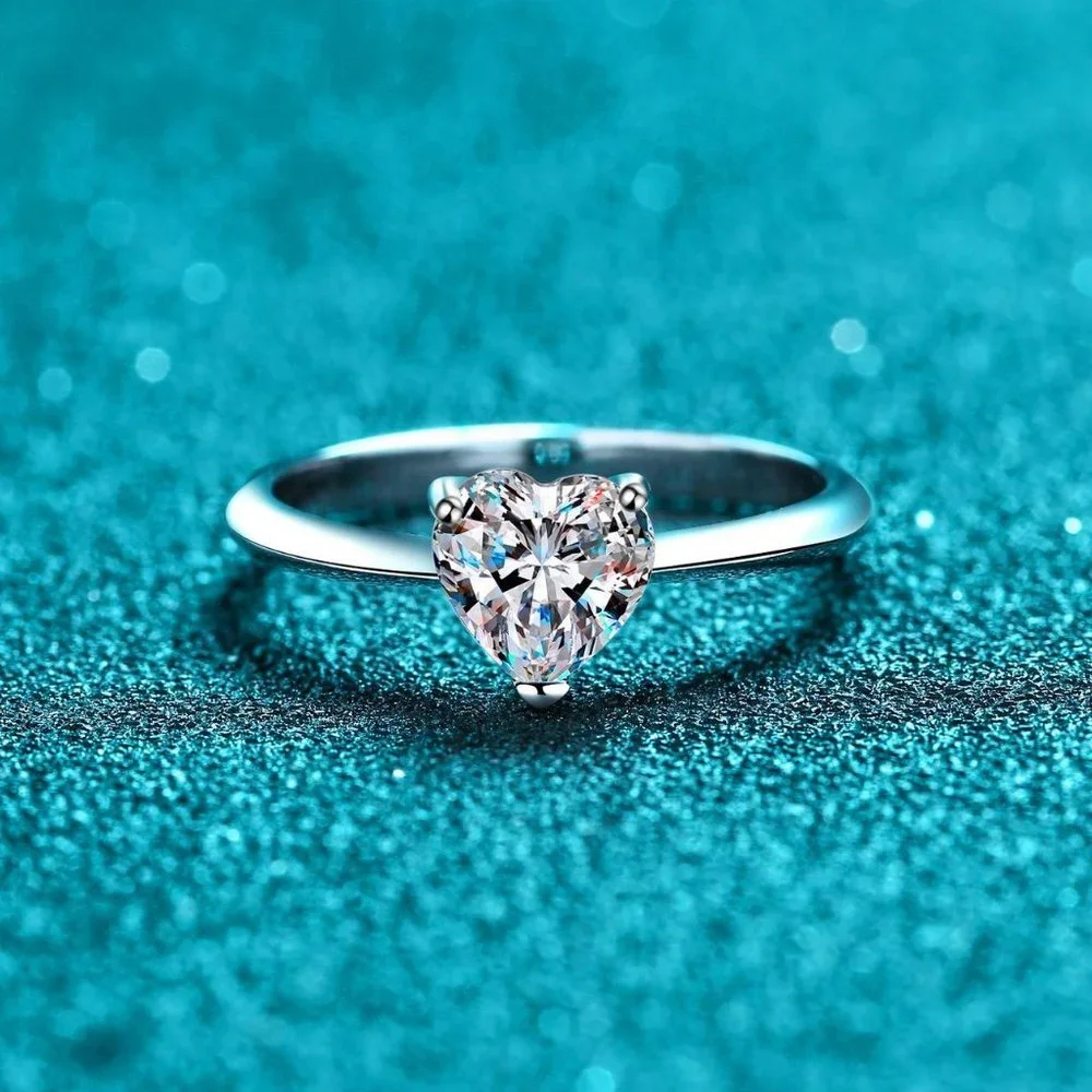 #Certified 2ct. t.w. Moissanite Diamond Heart Engagement Ring NEW